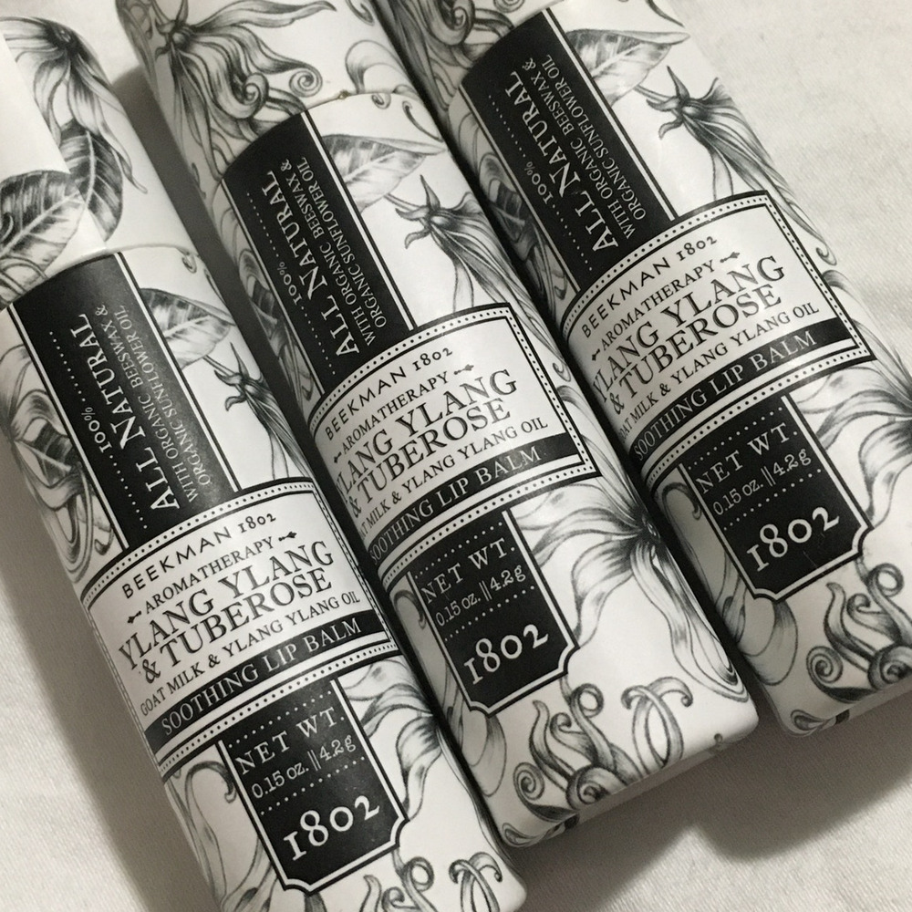 (3) Beekman 1802 Ylang Ylang & Tuberose Lip Balm .15 oz Goat Milk NEW IN BOX